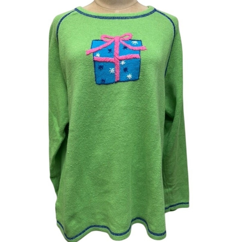 Quaker Factory Green Long Sleeve Sweater Gift Box Women SEE MEASUREMENTS